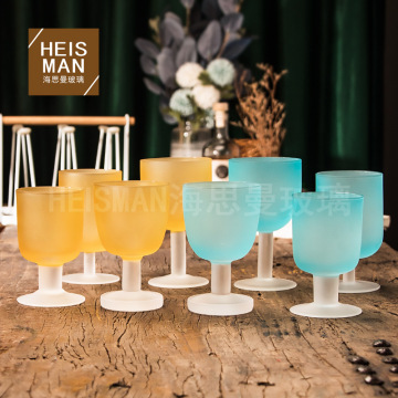 Vintage Frosted Crystal Cocktail Glass: Aesthetic Value in Spray Colored Juice and Red Wine Serving
