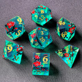 Flower Featured DND Razor Edged Dice, Flower Engraving DNDND 7 PCS D&D Dice Set for Dungeons and Dragon Tabletop Game