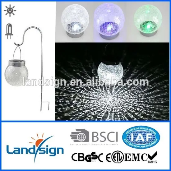 2-LED Color Changing Hanging Solar Cracked Glass Ball Outdoor Garden Solar Light