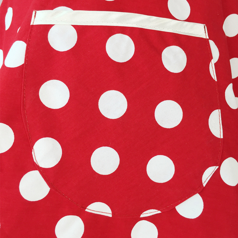 Lovely Sweetheart Red Retro Kitchen Aprons Woman Girl Cotton Polka Dot Cooking Salon Vintage Apron Dress Christmas