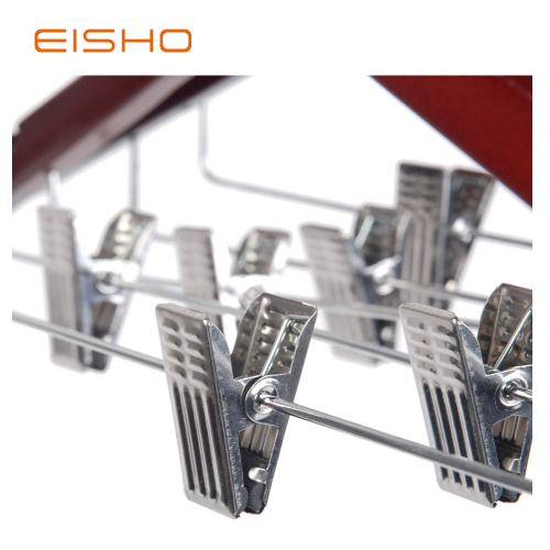 EISHO Wood Suit Hangers With Clips For Hotel