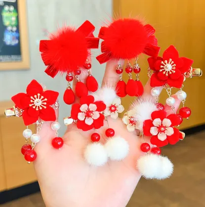 Traditional Chinese Children's Hanfu Accessories: Hair Clips, Headdresses, and Fringes