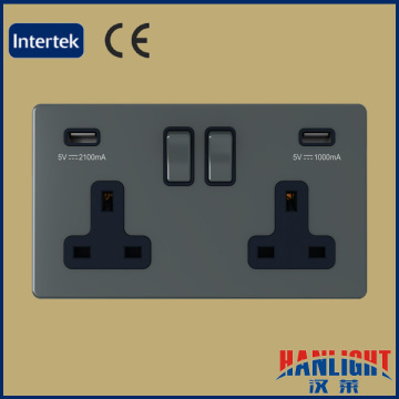 220V 250V 3.1A outlet BS Double switched USB socket