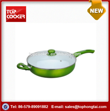 aluminum press metallic painting deep fry pan with lid