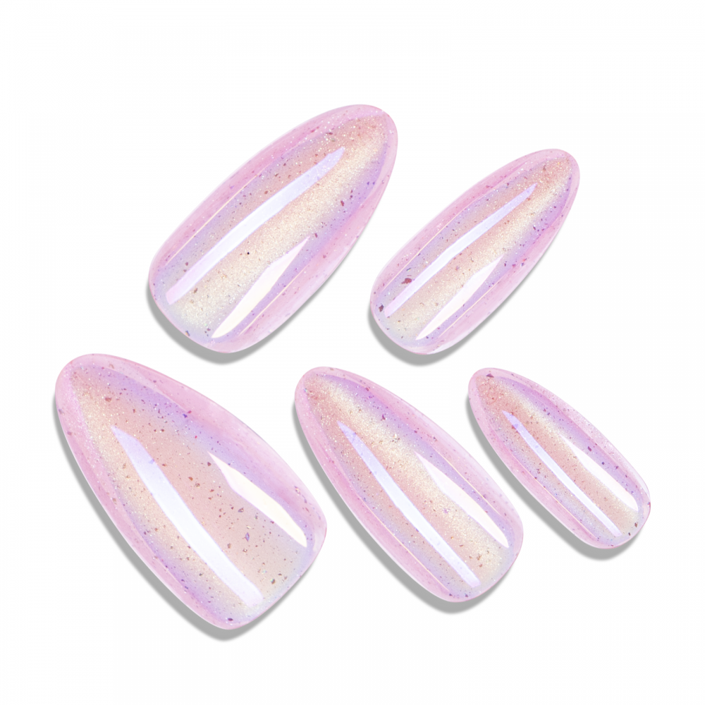 pink long almond false nails