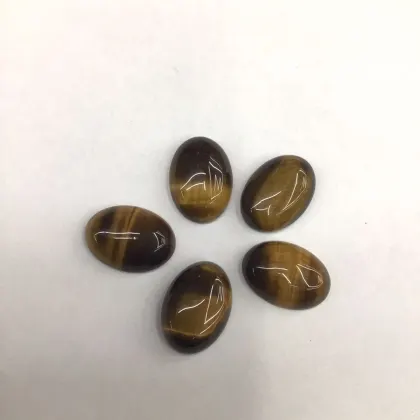 New Egg Shaped Tiger Eye Stone Ring Face