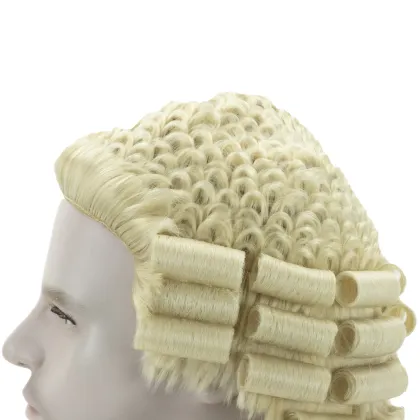 Aishili Handmade Barrister Wig Synthetic hair Magistrate's Mullet Lawyer judge Wig for Formal Use in Court and Costume