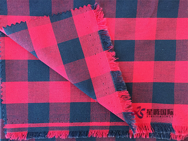 Red And Black Plaid Cotton Apparel Fabric