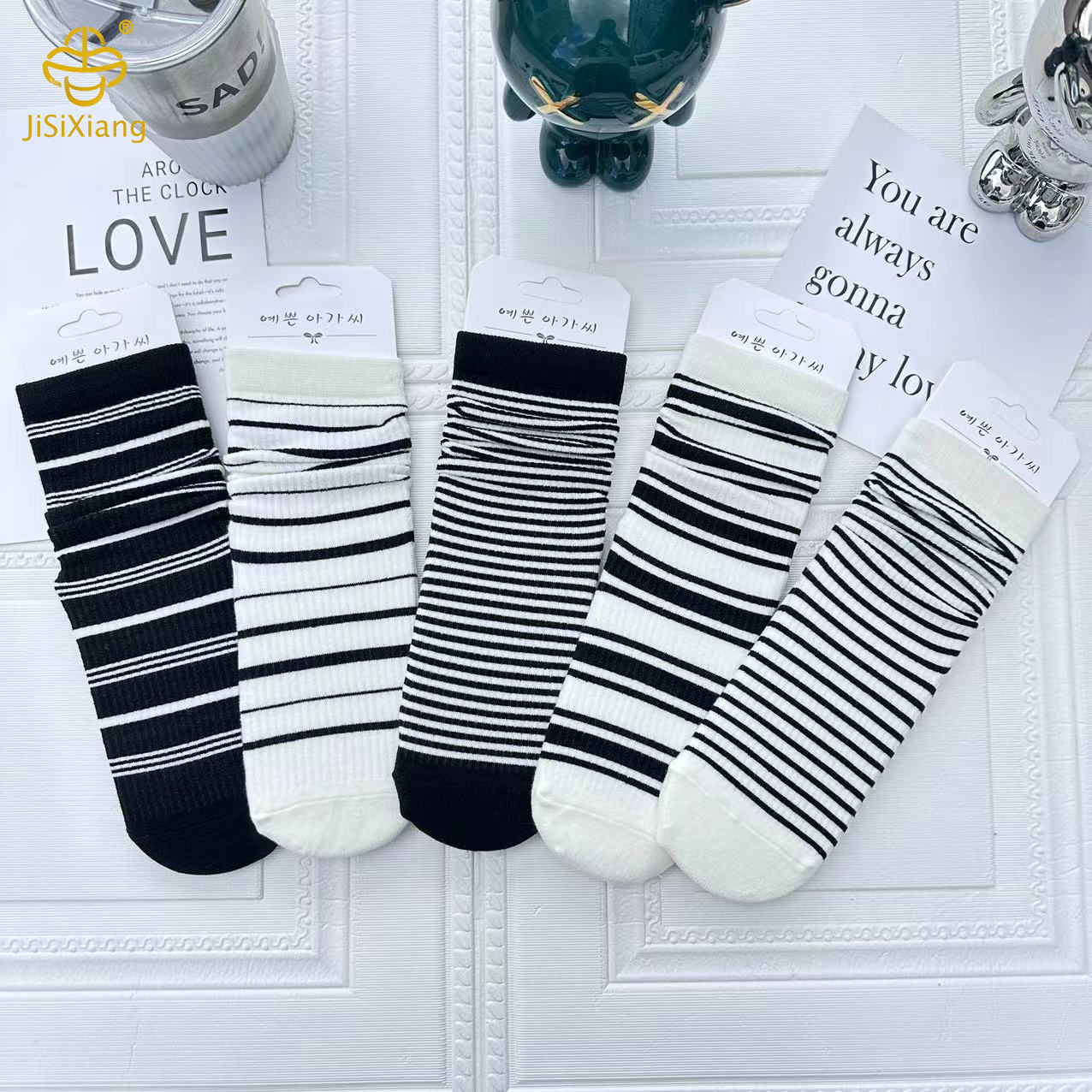 Korean version of striped tube socks
