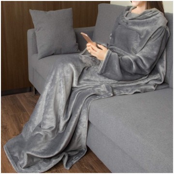 180x200cm or Custom Wearable Blanket Wearable Fleece Throw Blanket with Sleeves Manufactory