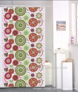 polyester fabric shower curtain with printing flower