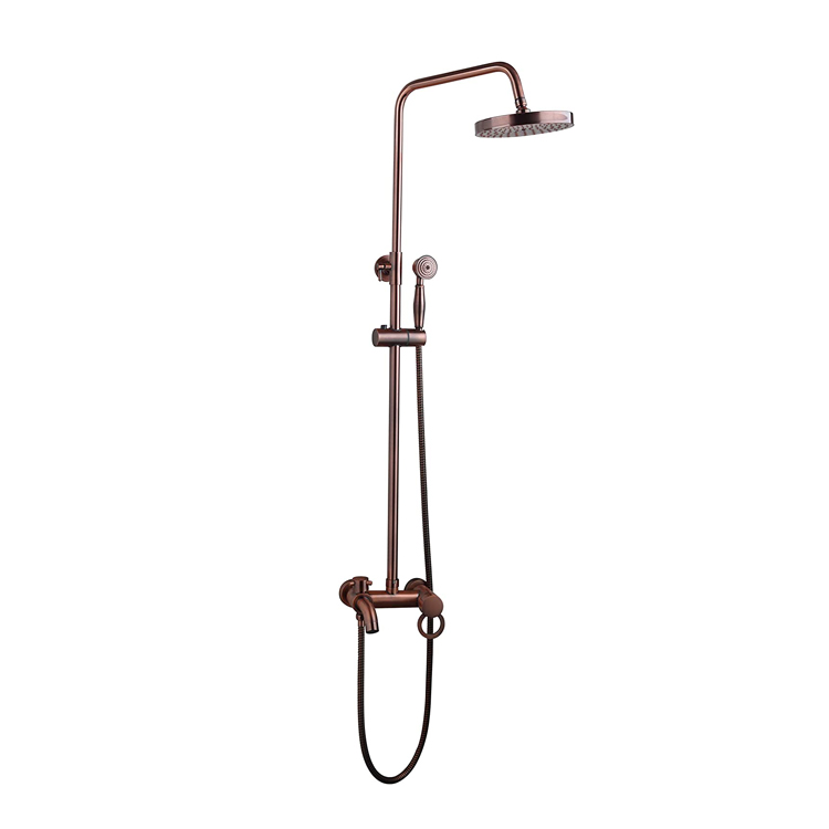 Rose Gold Wall Bar Shower Kit Set with Mixer