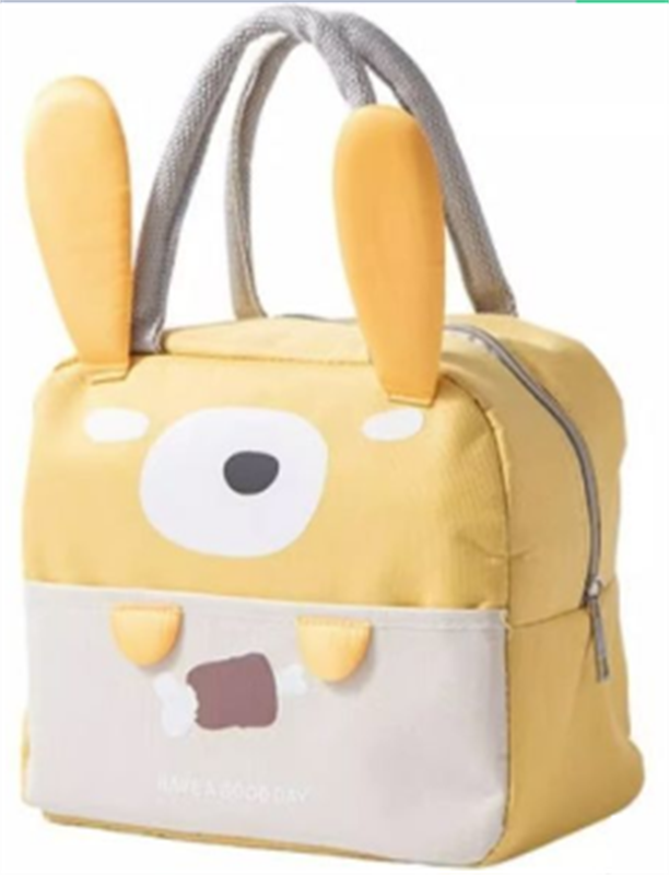 Sac thermique de dessin animé jaune avec des oreilles de lapin mignonnes