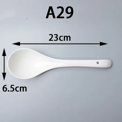 22cm Pure White Ceramic Soup Spoon - Family Soup Ladle