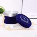 Aangepast Gold Logo Blue Velvet Round Boxes