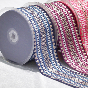 Factory Wholesale: Sparkle Rhombus Embroidery Herringbone Jacquard Nylon Melting Bias Trim