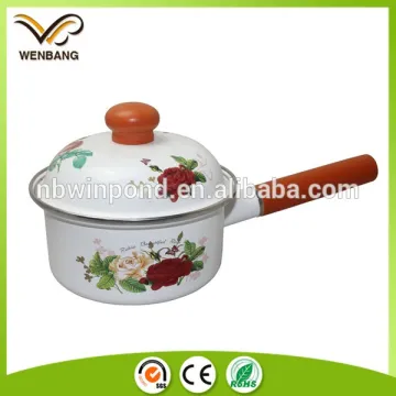 White printed enamel casserole cookware pot