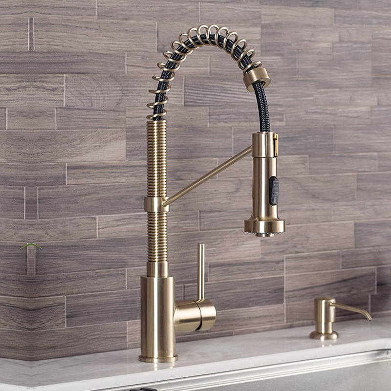 Top Touch Champagne Gold Kitchen Taps Out Taps