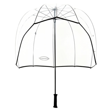 Paraguas de lluvia con palo de cúpula transparente de vista completa