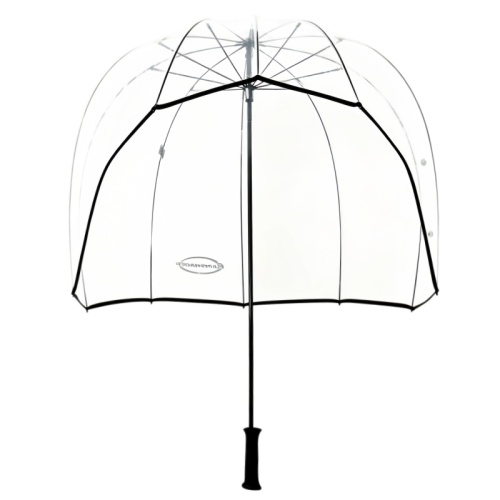 Paraguas de lluvia con palo de cúpula transparente de vista completa