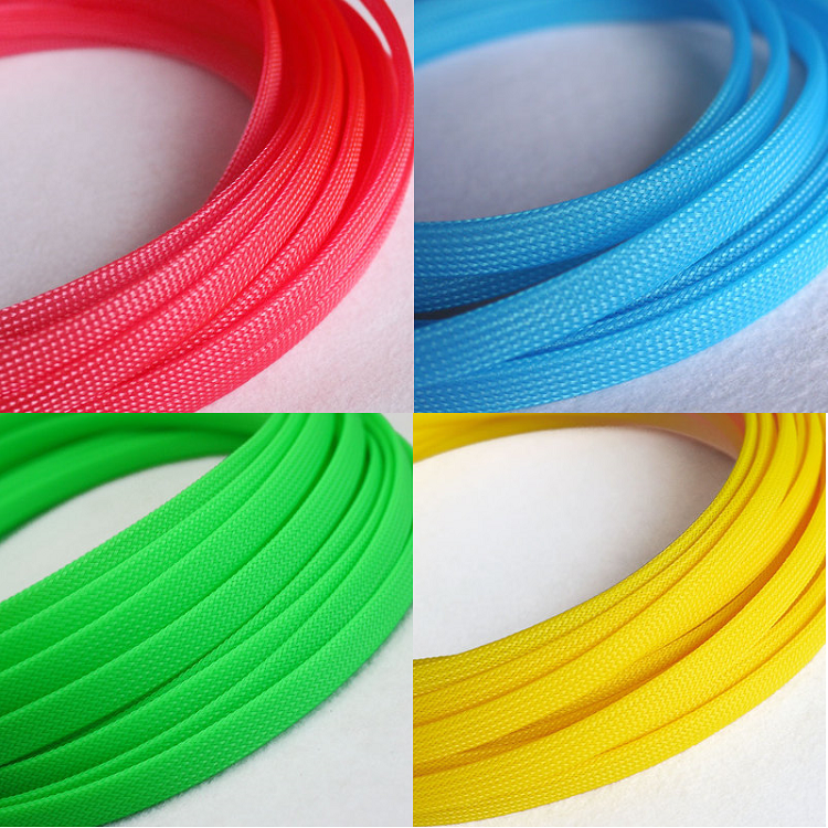 PET Expandable Cable Sleeve 2mm ~ 30mm Tight Braided High Density Hardness Insulate Line Protect Wire Wrap Gland Sheath Colorful