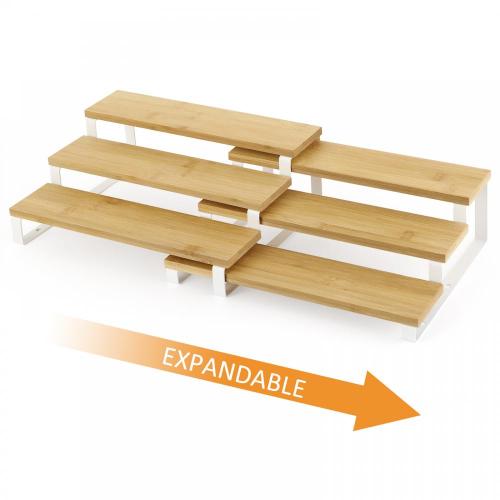 4 paquetes Bamboo Rack de condimento expandible