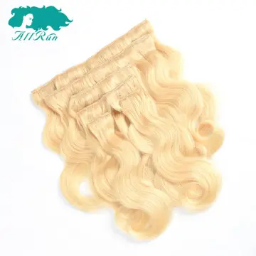 cheap real human natural blonde body wave curly hair extension on sale