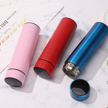 500ml Customizable Smart Water Bottle with Digital Thermometer - Double Wall Stainless Steel Vacuum Insulated