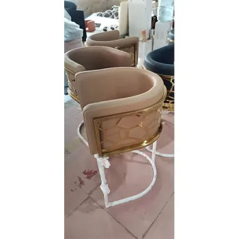 Stainless Steel Frame Green Leather Half Round Bar Sofa for Sale