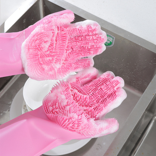 2 Pcs Multifunction Silicone Cleaning Gloves Magic Silicone Dish Washing Gloves for Kitchen Household Rubber Dishwashing Gloves