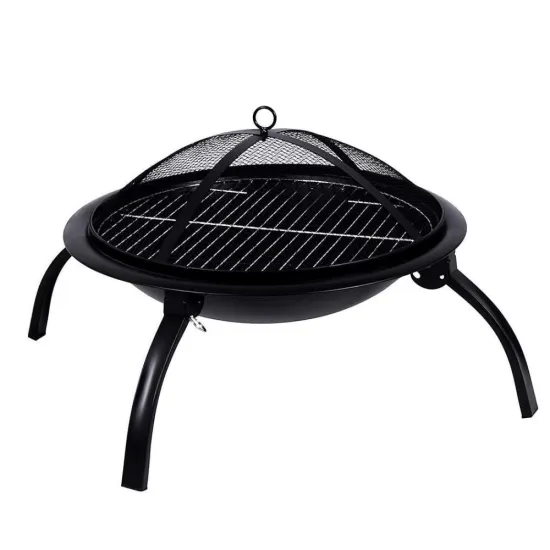 Foldable Folding Round Fire Pit Charcoal Barbecue BBQ Grill Outdoor
