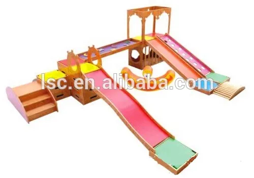 indoor wooden climbing and slide