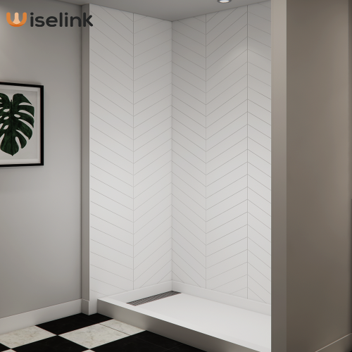4 × 15 '' Chevron Cultucted Marble Marble Wall Swand