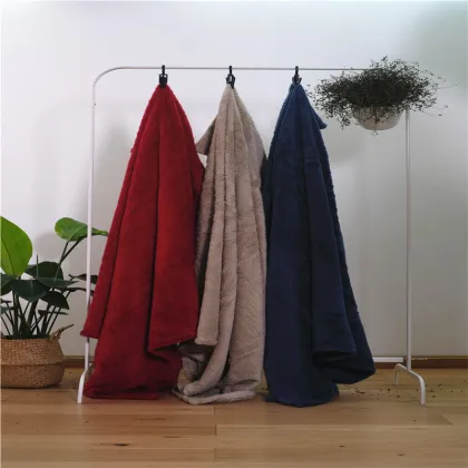 Textiles Double-sided Long Plush Fleece Coral Blanket