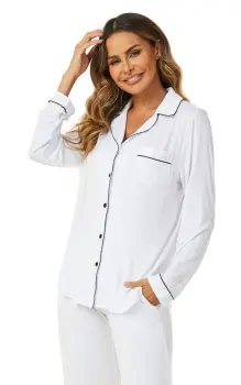 Long Sleeve Women Modal Viscose Pajamas Set Sleepwear