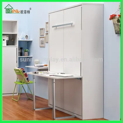 Vertical turning DIY white wall bed double wall bed folding deskl bed