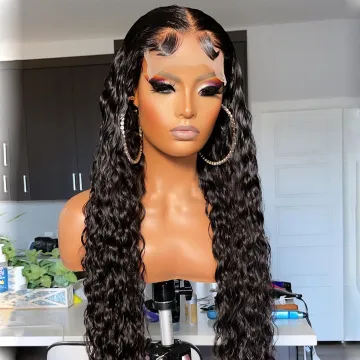 Cheap Wholesale Water Wave Raw Brazilian Virgin Human Hair Full Hd Curly Lace Front Wig Cheap Lace Closure Wig For Black Women