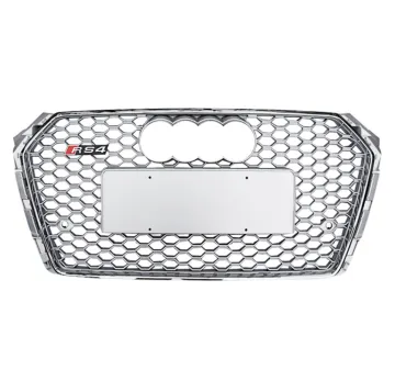 Body Parts Chrome Front Bumper Grille for Audi B9 A4/S4 2017-2019 - AUDI RS4 Silver Honeycomb Radiator Grill