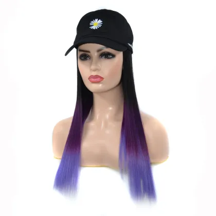 Wig women's long hair wig hat one Korean version GD Little Daisy Baseball Hat  wig long curly hair women's full head cover