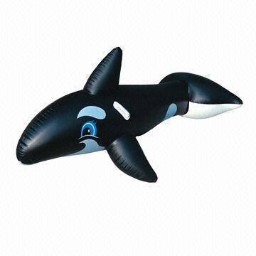 Inflatable Ride-on Black Whale, Easy Grasp, Customized Colors, Logos and Sizes Available