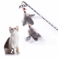 Artykuły dla kotów Zabawki Kot Teaser Stick Feather Drażni koty z małym dzwonkiem
