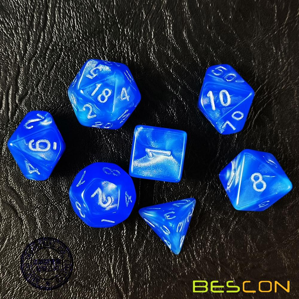 Dodgerblue Moonstone 7 Piece D D Dice 3