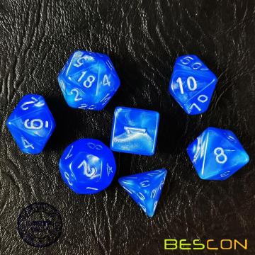 Бесконечный набор костей Bescon Moonstone Dodgerblue, Бесконечный многогранный RPG Dice Set Эффект лунного камня