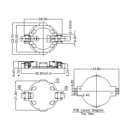 CR2032 Surface Mount Mount SMD/SMT Держатели батареи ячейки CONT