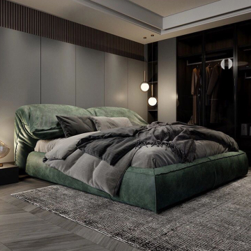 Moyi Double Luxury Queen Italiaans platform Modern Fabric Frame Gekond Wit Velvet Leather King Bed
