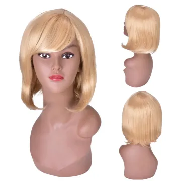 short golden color bob wig with bang