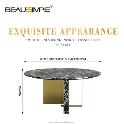 Black and Golden Marble Dining Table