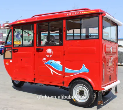 China Fulu closed electric passenger bajaj taxi trike Tuk tuk trike tricycle with 5 seats