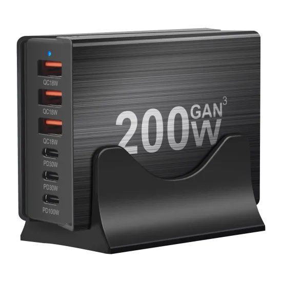 JXT OEM 200W GaN USB 3 Type C PD 3.0 QC 3.0 Fast Charger Adapter for Phones and Laptops