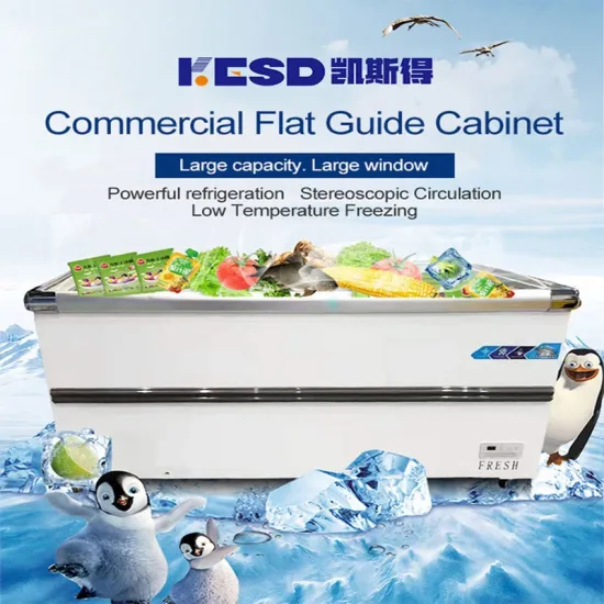 Commercial Large Capacity Low Power Consumption Display Refrigerator Horizontal Classic Combination Island Cabinet